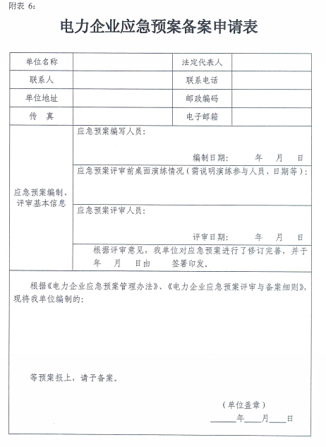 電力企業(yè)應急預案評審與備案細則