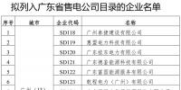 廣東省擬列入第四批售電公司目錄企業(yè)名單公示