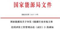 國家能源局印發(fā)《能源行業(yè)市場主體信用評(píng)價(jià)工作管理辦法（試行）》