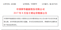 中國(guó)神華：1-8月發(fā)電量1747.9億千瓦時(shí) 同比增加12.2%