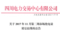四川11月第二周市場化電量轉(zhuǎn)讓結(jié)果：省內(nèi)<font color=