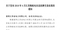 2018年4月江蘇購(gòu)?fù)铍姈|送掛牌交易結(jié)果的通知