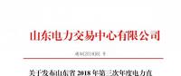 山東2018年第三次年度電力直接交易（雙邊協(xié)商）交易電量1700萬兆瓦時