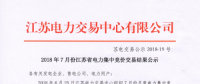 江蘇2018年7月省電力集中競價(jià)交易：成交電量30.09億千瓦時(shí)