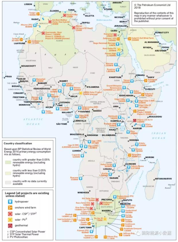 【圖說】非洲光伏、風(fēng)電、水電地圖