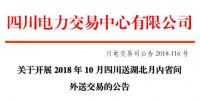 2018年10月四川送湖北月內(nèi)省間外送交易：交易電量0.25億千瓦時(shí)