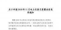 江蘇關(guān)于申報(bào)2018年11月電力交易月度需求信息的通知