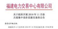 福建關(guān)于組織開展2018年11月份月度集中競價直接交易的公告