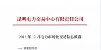 云南2018年12月電力市場化交易信息披露