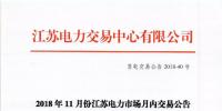 2018年11月份江蘇電力市場月內(nèi)交易公告